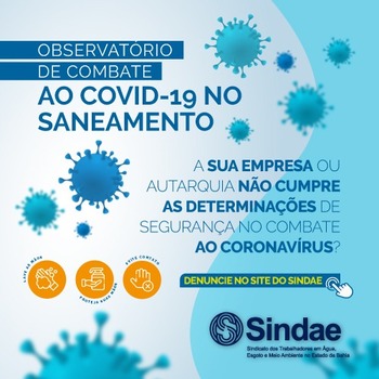 Sindae lança Observatório para receber denúncias e divulgar novos procedimentos contra o coronavírus